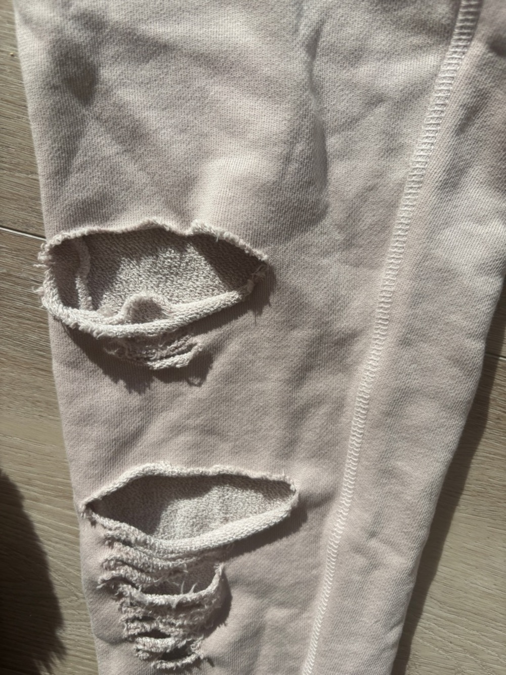 NSF brand laced up distressed sweats/joggers  in Light Beige - Picture 5 of 6